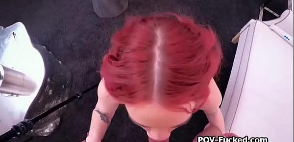  Fiery redhead loves cock all way in her pretty mouth